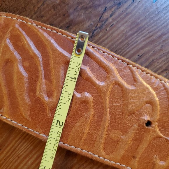 VINTAGE LEATHER ASYMMETRICAL BELT 80'S - Picture 3 of 6